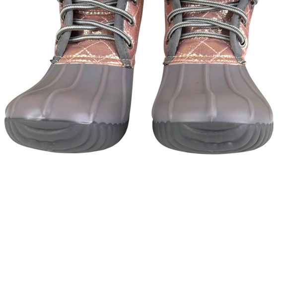 Marley Lilly Monogramed Pink & GreyDuck Boots Size 7 - Picture 4 of 16